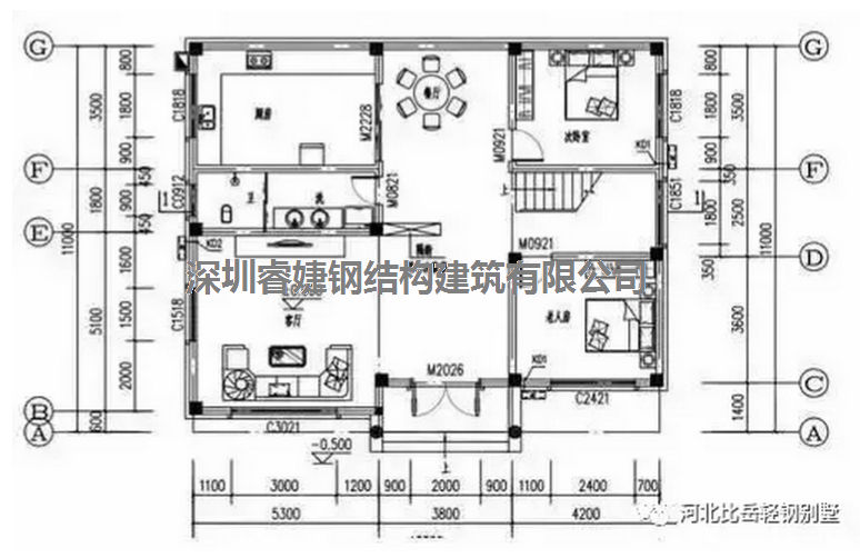 農(nóng)村自建別墅兩層13.3米X11米，帶平面設(shè)計(jì)圖，拿走不謝(圖2)