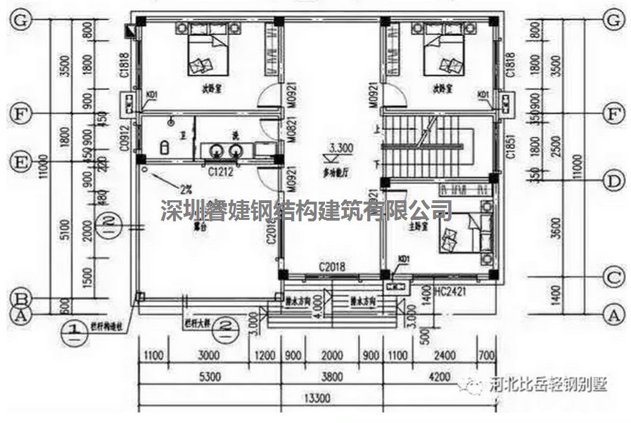 農(nóng)村自建別墅兩層13.3米X11米，帶平面設(shè)計(jì)圖，拿走不謝(圖3)