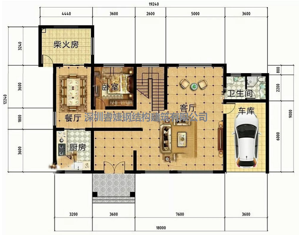 推薦一套：帶柴火房和車庫的鋼結(jié)構(gòu)別墅，美觀又實(shí)用(圖2)