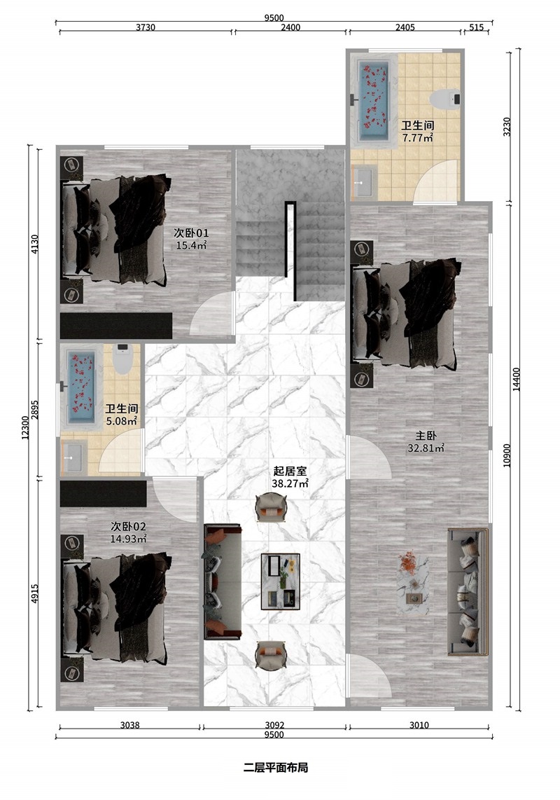 三層中式風(fēng)格輕鋼別墅戶型+建房配置表【版權(quán)戶型】(圖3)